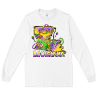 White louisiana mardi gras state map Long Sleeve Tee - LillyAllenDesigns
