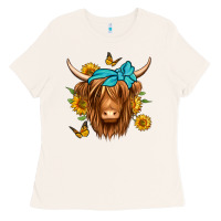 Sunflower Long Haired Cow Ladies Tee | Teevron