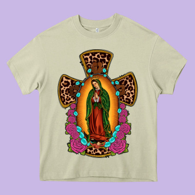 Our Lady Of Guadalupe Cross Heavy Core Tee Designed By Jahusdesignshop