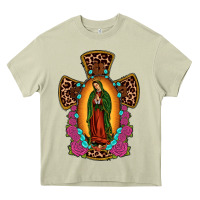 Mossy our lady of guadalupe cross Heavy Core Tee - JahusDesignShop
