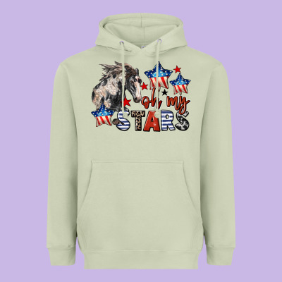 Oh My Stars Horse 4th Of July Heavyweight Hoodie Designed By Cowgirlartshop