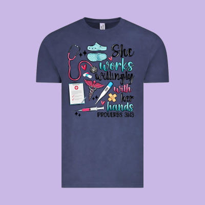 She Works Willingly With Her Hands Vintage Tee Designed By Maliassmallbusiness