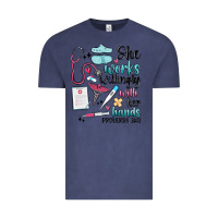Vintage Denim she works willingly with her hands Vintage Tee - MaliasSmallBusiness
