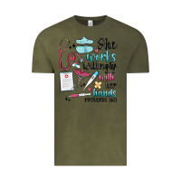 Vintage Olive she works willingly with her hands Vintage Tee - MaliasSmallBusiness