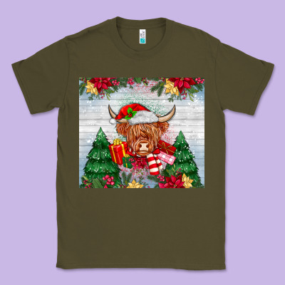 Christmas Cow Classic Tee Designed By Maliassmallbusiness