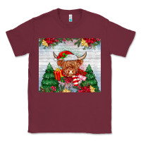 Burgundy christmas cow Classic Tee - MaliasSmallBusiness