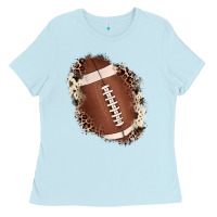 Baby Blue football cowhide leopard patch Ladies Tee - JahusDesignShop