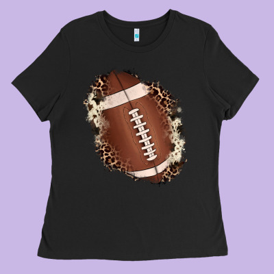 Football Cowhide Leopard Patch Ladies Tee Designed By Jahusdesignshop