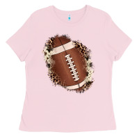 Bubblegum Pink football cowhide leopard patch Ladies Tee - JahusDesignShop