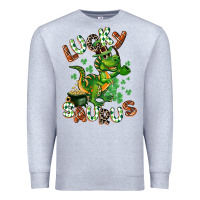 Heather Grey Lucky Saurus Premium Sweatshirt - CowGirlArtShop