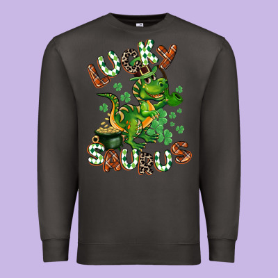 Lucky Saurus Premium Sweatshirt Designed By Cowgirlartshop
