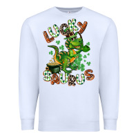 White Lucky Saurus Premium Sweatshirt - CowGirlArtShop