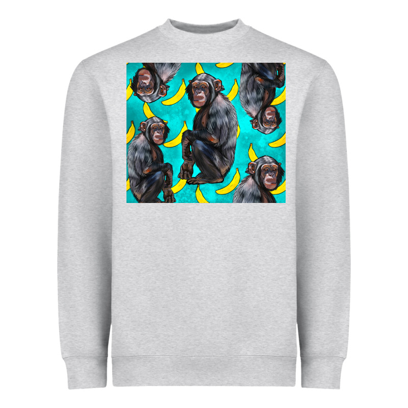 Chimpanzee And Banana Heavyweight Sweatshirt by LillyAllenDesigns | Teevron
