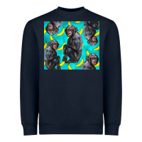 Navy Chimpanzee And Banana Heavyweight Sweatshirt - LillyAllenDesigns