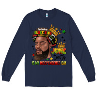 Navy juneteenth is my independence day Long Sleeve Tee - LillyAllenDesigns