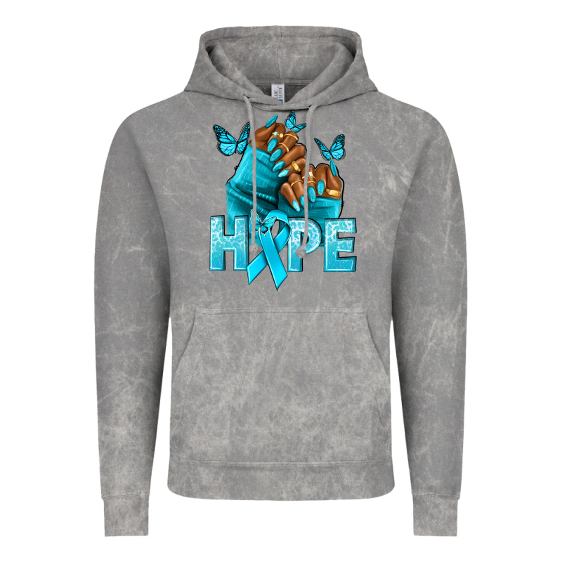 Hope Teal Ribbon Ovarian Cancer Nails Vintage Hoodie by NancyCooperArtShop | Teevron