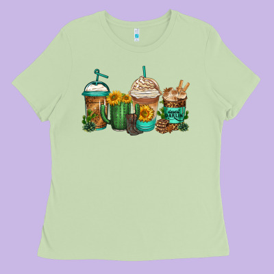Desert Darlin Coffee Cups Ladies Tee Designed By Jasminsmagicworld