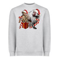 Heather Grey Christmas Baboon Baby And Mama Heavyweight Sweatshirt - LillyAllenDesigns