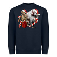Navy Christmas Baboon Baby And Mama Heavyweight Sweatshirt - LillyAllenDesigns