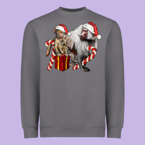 Christmas Baboon Baby And Mama Heavyweight Sweatshirt Designed By Lillyallendesigns