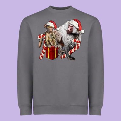 Christmas Baboon Baby And Mama Heavyweight Sweatshirt Designed By Lillyallendesigns