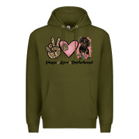 Army Green peace love dachshund Premium Hoodie - JahusDesignShop