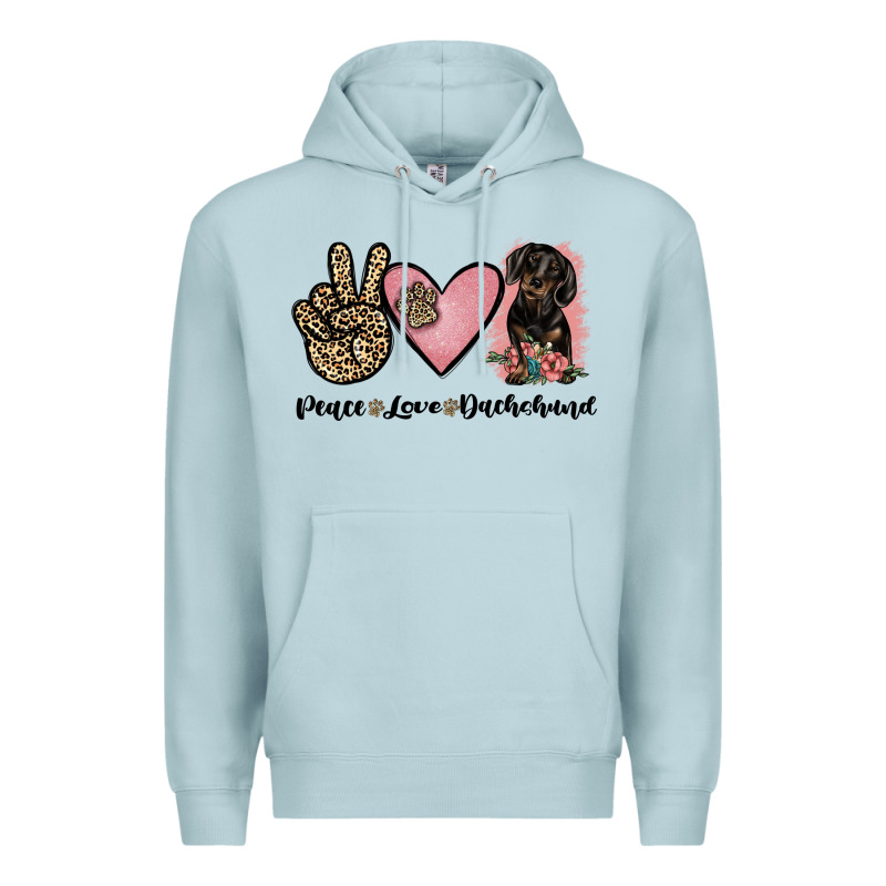 Peace Love Dachshund Premium Hoodie by JahusDesignShop | Teevron