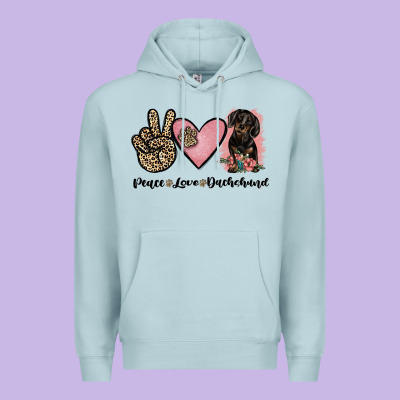 Peace Love Dachshund Premium Hoodie Designed By Jahusdesignshop