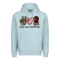 Blue Mist peace love dachshund Premium Hoodie - JahusDesignShop