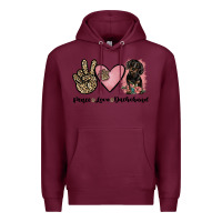Burgundy peace love dachshund Premium Hoodie - JahusDesignShop