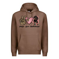 Chestnut peace love dachshund Premium Hoodie - JahusDesignShop