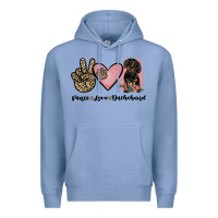 Colony Blue peace love dachshund Premium Hoodie - JahusDesignShop
