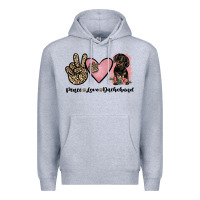 Heather Grey peace love dachshund Premium Hoodie - JahusDesignShop