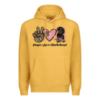 Mustard peace love dachshund Premium Hoodie - JahusDesignShop