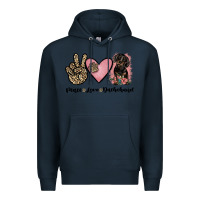 Navy peace love dachshund Premium Hoodie - JahusDesignShop
