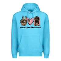 Ocean Blue peace love dachshund Premium Hoodie - JahusDesignShop