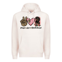 Pale Pink peace love dachshund Premium Hoodie - JahusDesignShop