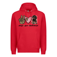 Red peace love dachshund Premium Hoodie - JahusDesignShop