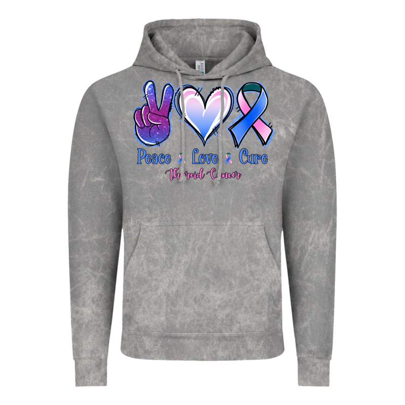Peace Love Cure Thyroid Cancer Vintage Hoodie by NancyCooperArtShop | Teevron