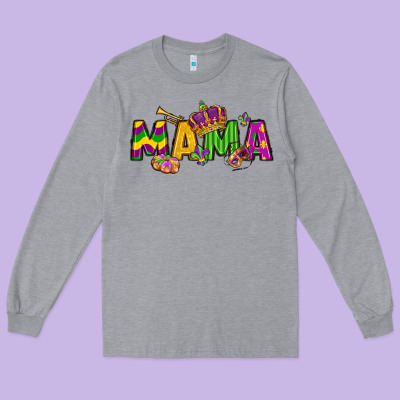 Mama Mardi Gras Long Sleeve Tee Designed By Lillyallendesigns