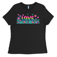 Black lgbt love with hearts and stars Ladies Tee - AdoDesignShop