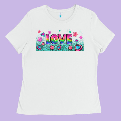 Lgbt Love With Hearts And Stars Ladies Tee Designed By Adodesignshop