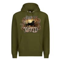 Army Green Keep it wild western bull Premium Hoodie - HowdyJamesFarm