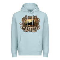 Blue Mist Keep it wild western bull Premium Hoodie - HowdyJamesFarm