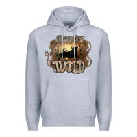 Heather Grey Keep it wild western bull Premium Hoodie - HowdyJamesFarm