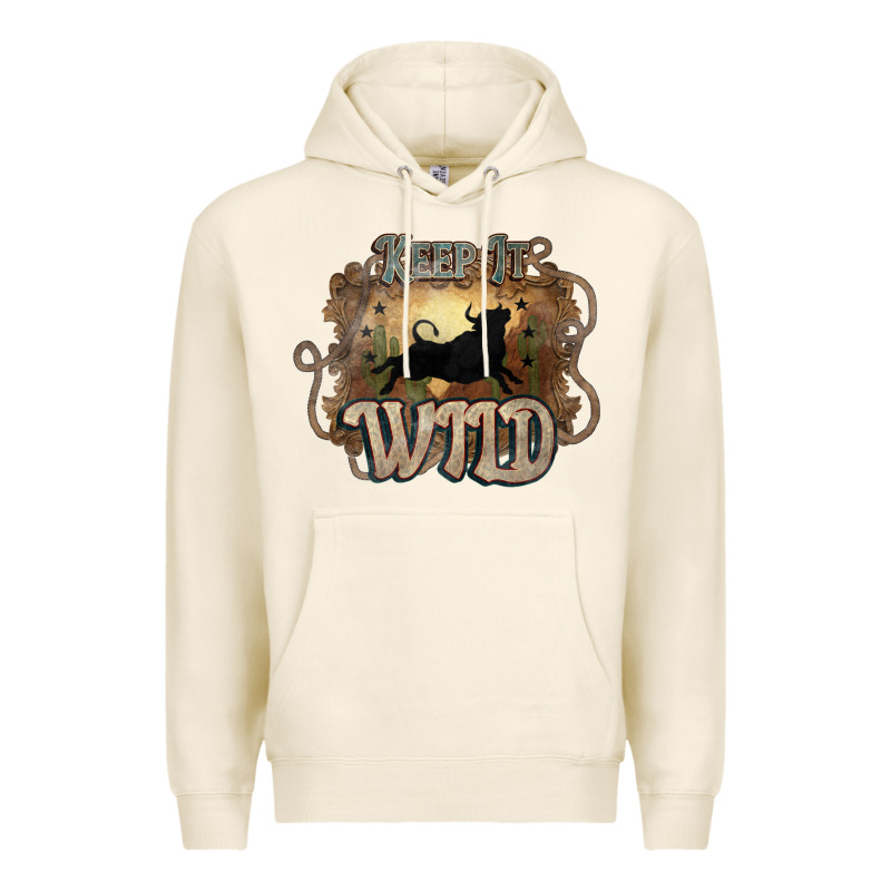 Keep It Wild Western Bull Premium Hoodie by HowdyJamesFarm | Teevron