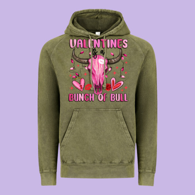 Valentines Is A Bunch Of Bull Vintage Hoodie Designed By Maliassmallbusiness