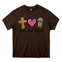 Chocolate Brown jesus love coffee Heavy Core Tee - Jasminsmagicworld