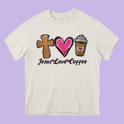 Jesus Love Coffee Heavy Core Tee Designed By Jasminsmagicworld