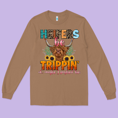 Heifers Be Trippin' Long Sleeve Tee Designed By Lillyallendesigns